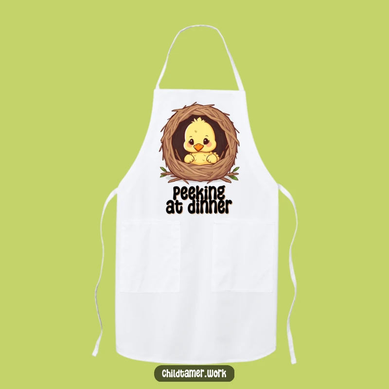 Funny Duckling Nest Apron: Cute Peeking Chick Kitchen Wear, Humorous Cooking Gift