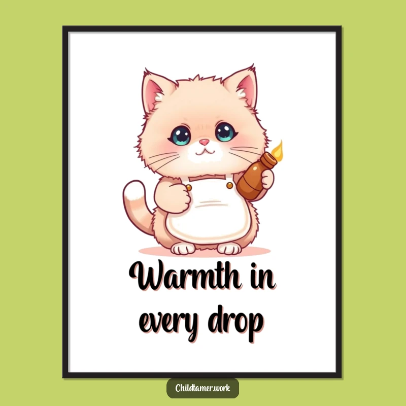 Funny Cat Apron Digital Art - Instant Download Cute Kitten Character