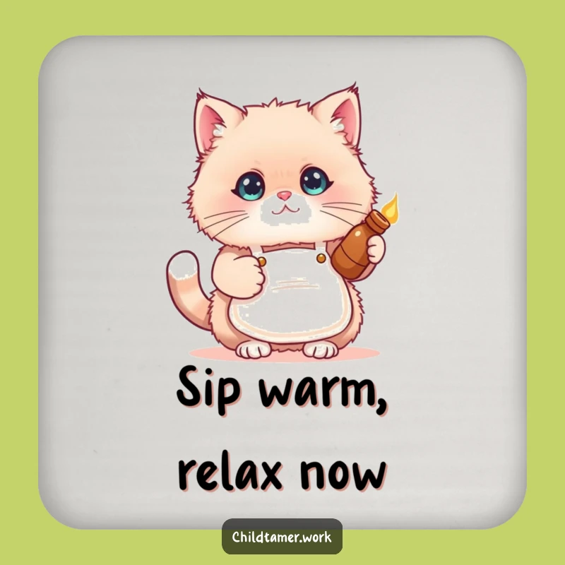 Funny Cat Apron Coaster Set - Protect Surfaces with Cute Kitten Art