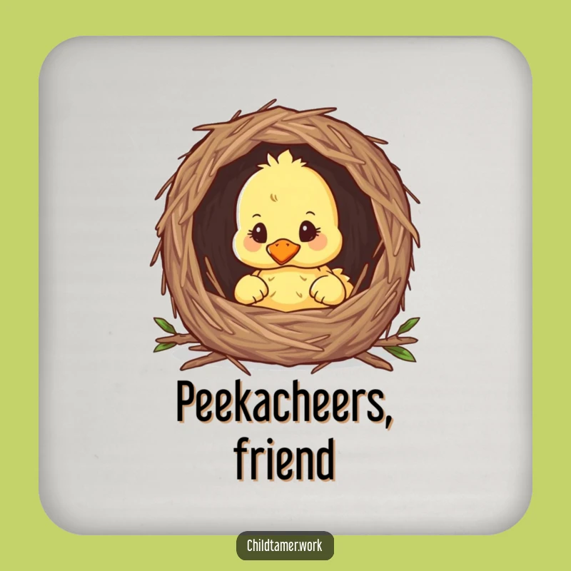 Funny Duckling Nest Coasters (Set of 4): Cute Peeking Chick Protection, Humorous Gift