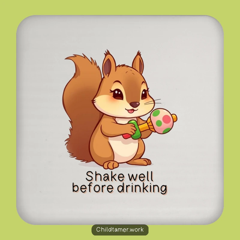 Funny Squirrel Rattle Coaster Set - Protect Surfaces with Determined Rodent Art