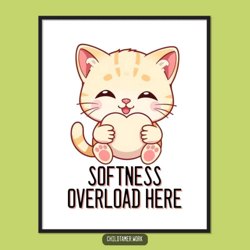 Funny Kitten Comfort Poster: Cute Kitty Hugging Toy, Heartwarming Wall Art Gift