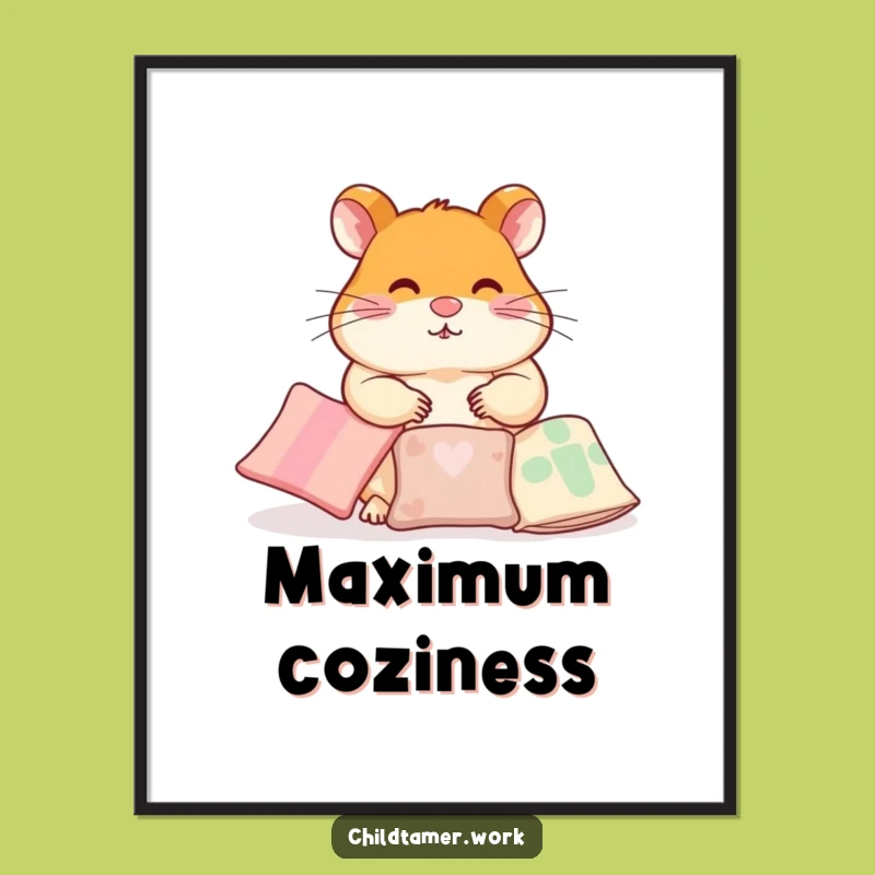 Funny Hamster Pillow Poster: Diligent Arranger, Cozy & Hilarious Wall Art