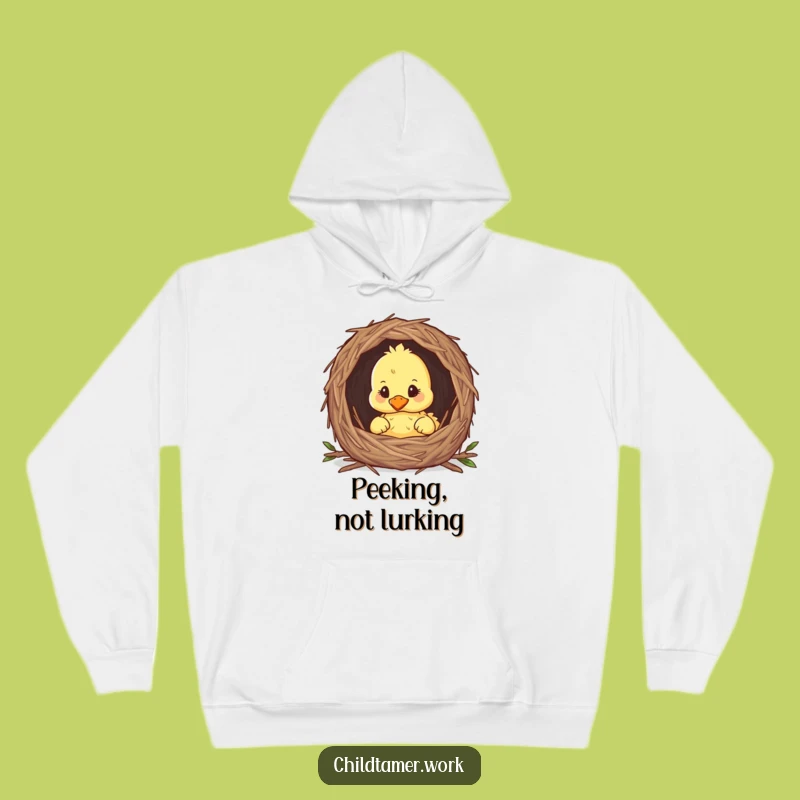 Cozy Funny Duckling Nest Hoodie: Adorable Peeking Chick, Warm & Humorous Winter Wear