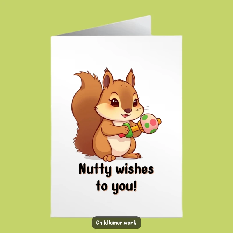Free Printable Birthday Card: Determined Squirrel's Fun, Downloadable Joy Gift