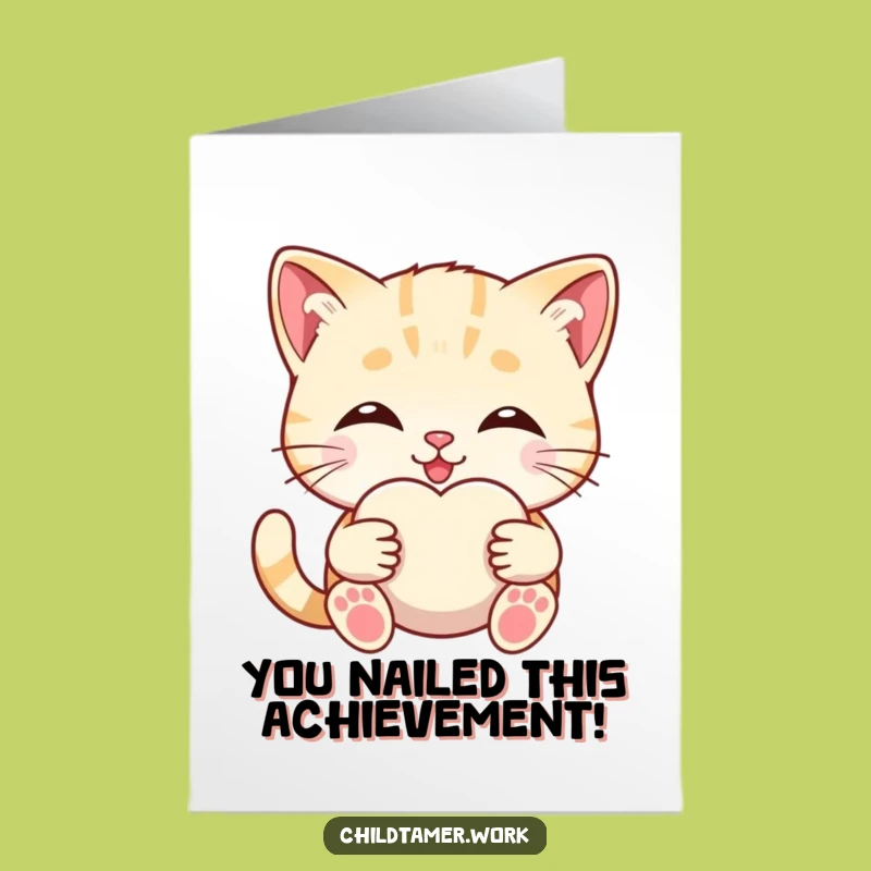 Free Printable Congrats Card: Smiling Kitten Comfort, Funny Downloadable for Celebrating Success