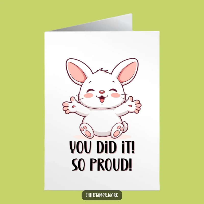 Free Printable Bunny Congrats Card: Fluffy Pal Offers Funny Support - Downloadable Gift