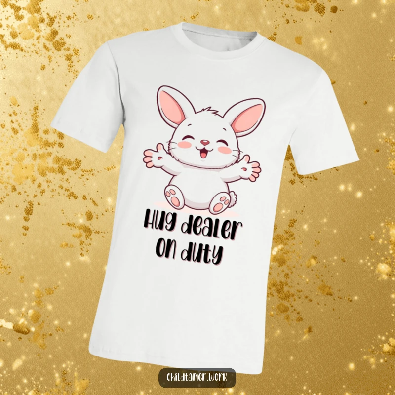 Funny T-Shirt showcasing a fluffy bunny character extending its paws in a gesture of humorous, heartfelt reassurance and comfort.