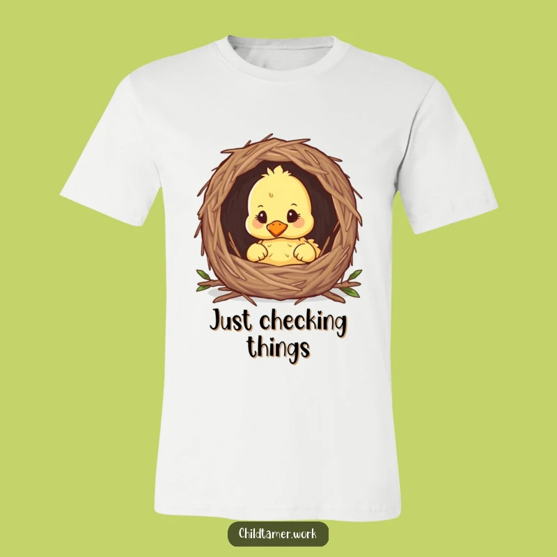 Funny Duckling Nest T-Shirt: Cute Peeking Chick, Comfy Graphic Tee for Animal Lovers