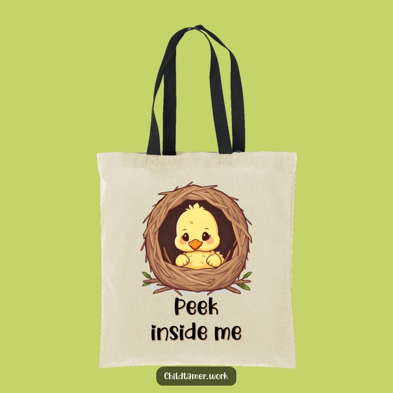 Funny Duckling Nest Tote Bag: Cute Peeking Chick, Practical & Humorous Carry-All Gift